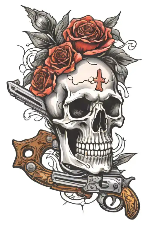 Skull And Roses With Ammo And Knife Morphing