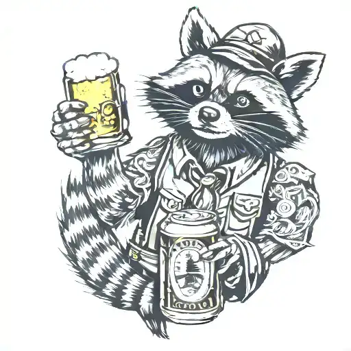 German Raccoon Holding A Beer