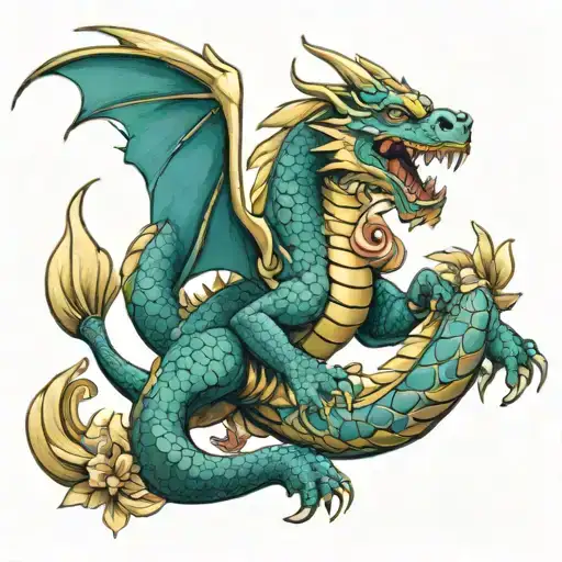 Jasmine Flowers Dragon Wrapped Warrior Military