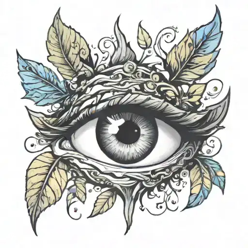 Eye Coming Out Forearm And Turning Into Tree On Shoulder