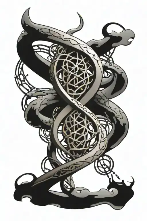 Lord Of The Rings Inspired Tattoo In The Shape Of A Dna Helix Suitable For A Forearm