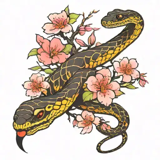 Snake And Blossom Tree