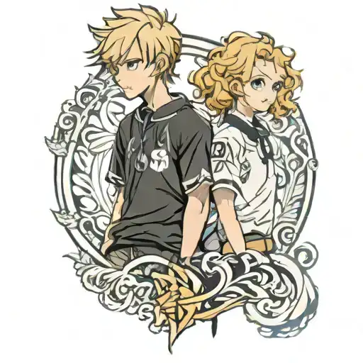 Blond Hair Blue Eyes Girl And Black Curly Haired Boy Haikyu
