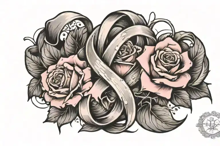 Roses Blooming Cancer Ribbon