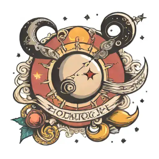 Fibonacchi With Saturn And Crescent Moon With Cancer Constillation