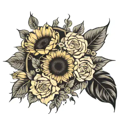 Sunflower And Rose