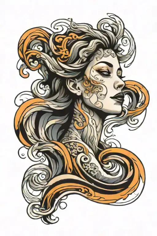 Abstract Waves And Woman