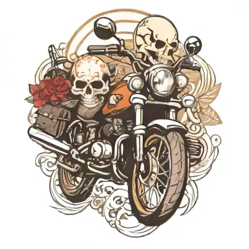 Honda Varadero And Harley Davidson With Skull