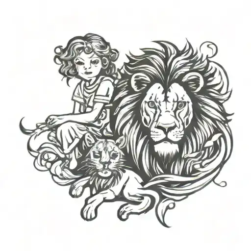 A Wild Lion And A Little Girl Who Calms Him Down