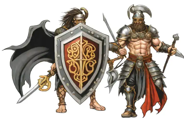 Celtic Warrior With Armor And Trikel Shield In 3D