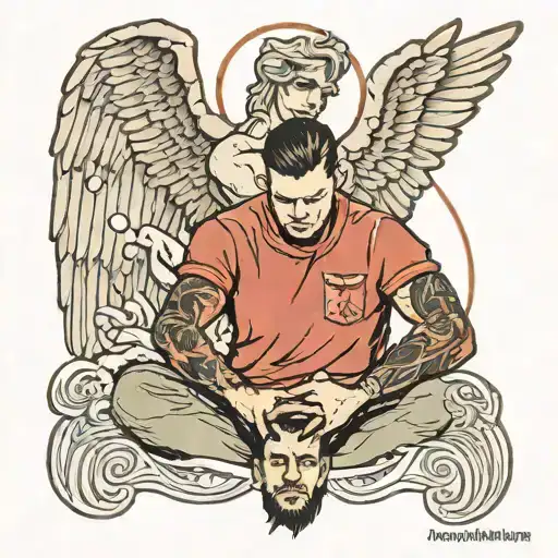 Guy Getting Beat Angel Watching Over Him