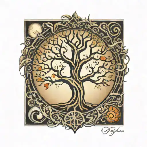 Tree Of Life With Moon Background Representing The Client's