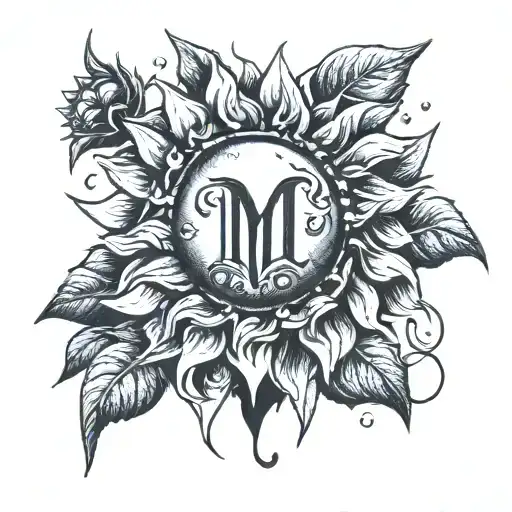 M N Letter Together Sunflower Moon