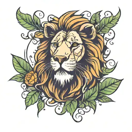 Lion With Pot Leaves Intertwined