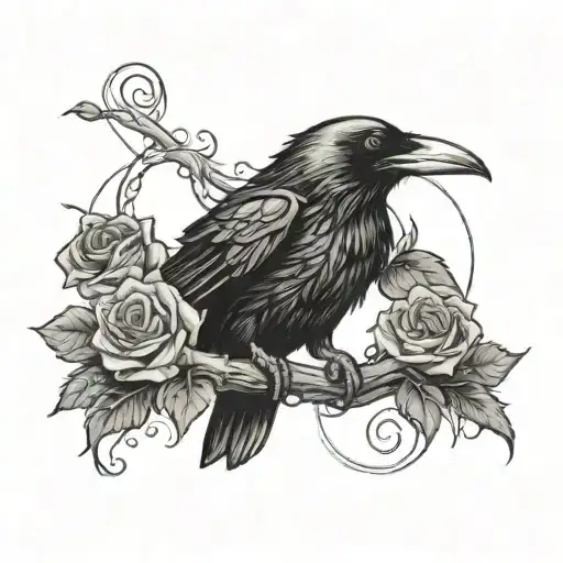 Raven With A Rose In His Mouth