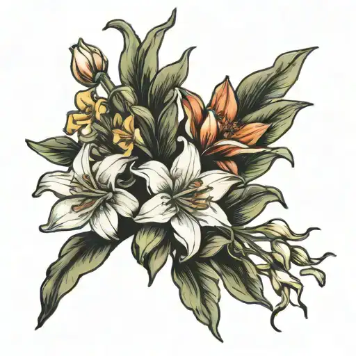 Lily And Narcissus Flower Bouquet