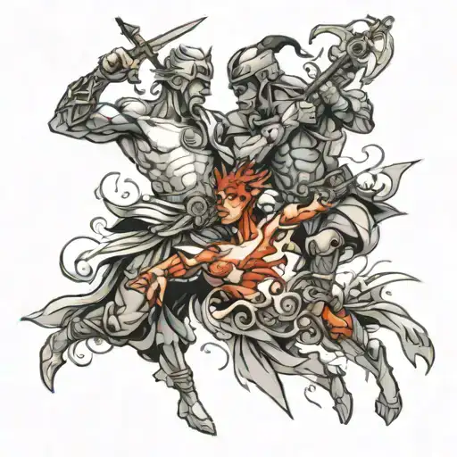 A B 3D Representation Battle Scene