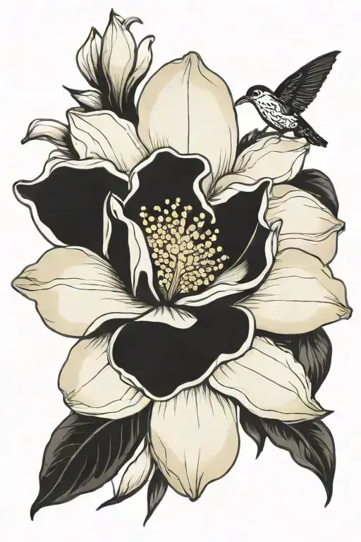 Magnolia Flower With Lily Flower