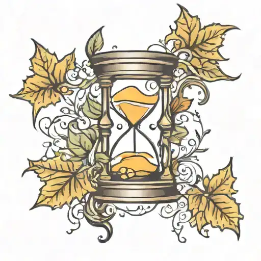 Hourglass With Leaves Falling