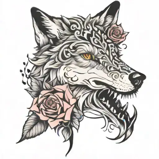 Wolf And Girl Tattoo Forearm For Women