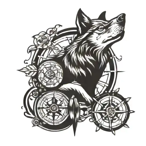 Wolf And Compass Rose
