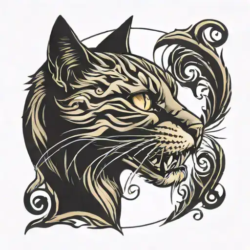 Cat In Profile With Fangs In A Circle