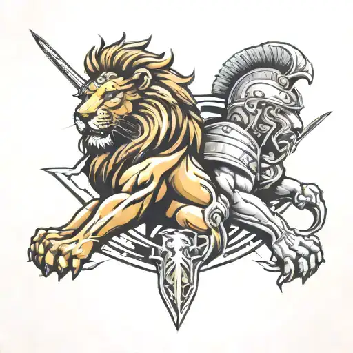 Lion And Spartans Warrior