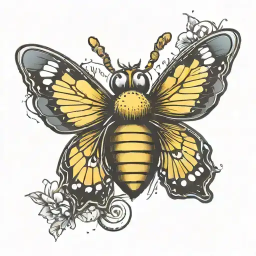 Boxing Glove With Butterfly Wings And A Bee Stinger And Head Attached