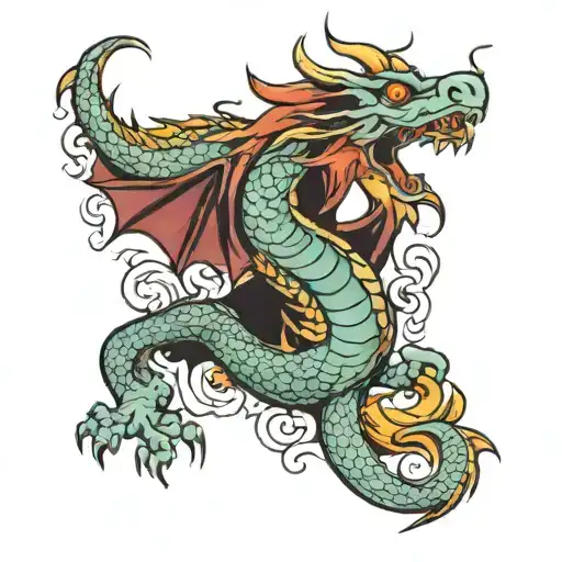 Color Dragon Tatoo Design