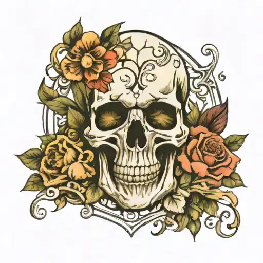 Skull With Flowers Hourglass