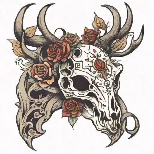 Deer Skull Tattoo Design