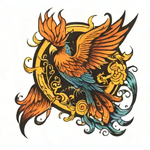 An Phoenix With Sun
