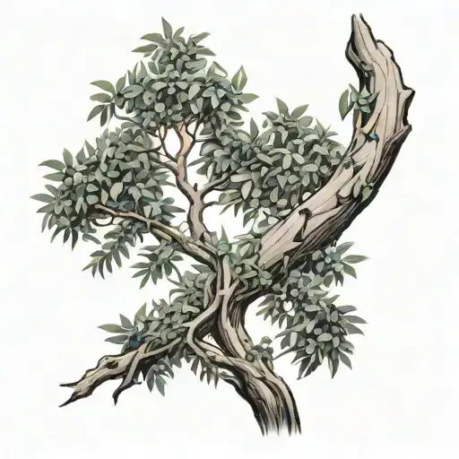 Full Sleeve Arm Tattoo Of A Detailed Eucalyptus Tree