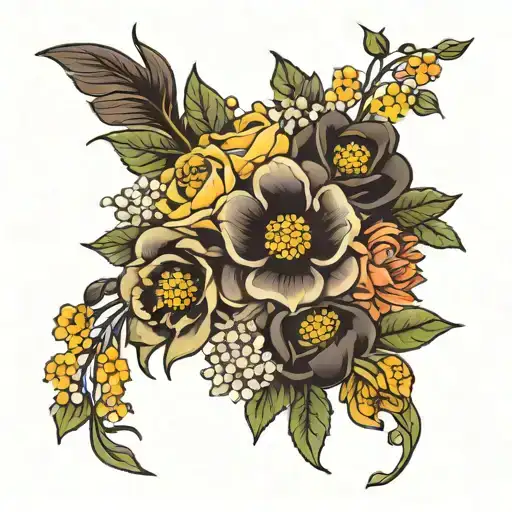 Bouquet Of February April June August September And November Birth Flowers