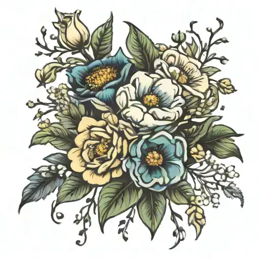 Bouquet Of April August And November Birth Flowers