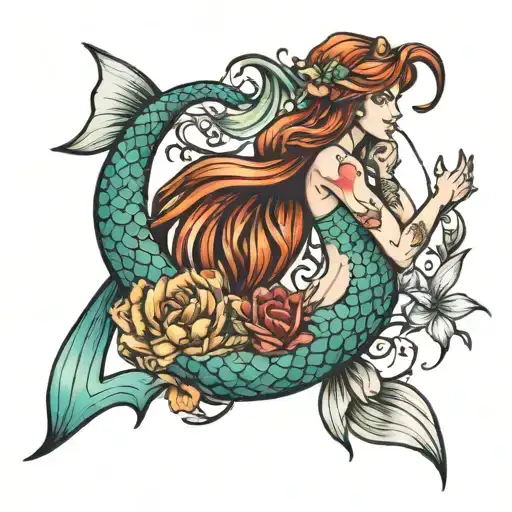 Mermaid Holding A Girl