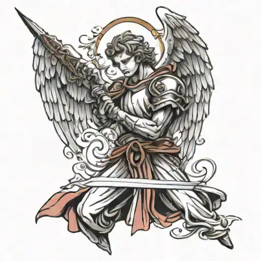 Male Angel Holding A Sword