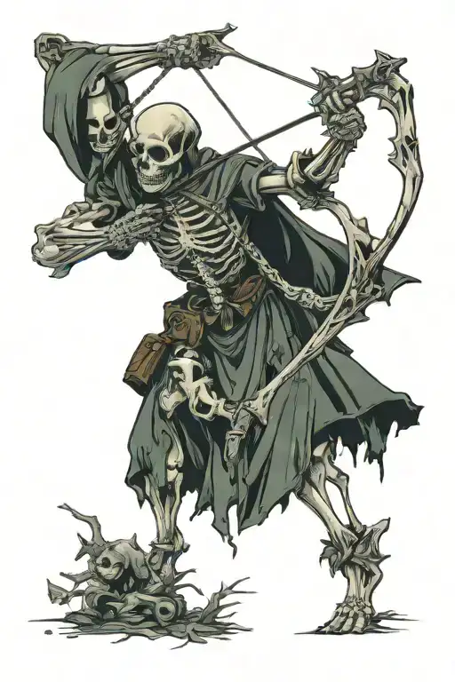 Skeleton Archer Holding Bow Hunting Scene