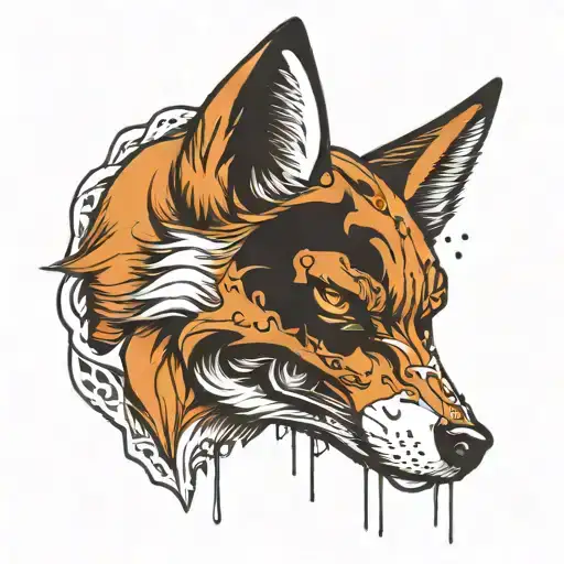 Fox With A Skull Mask Split In Half
