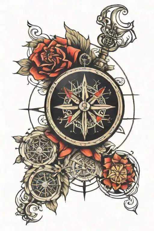 Compass With Lines Connecting Different