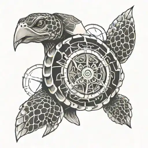 Chest Tattoo Turtel Whit A Compass