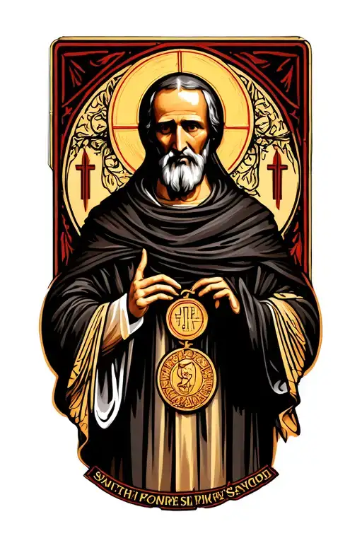 Saint Benedict With His Medal In The Background