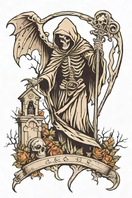 Grim Reaper In Graveyard