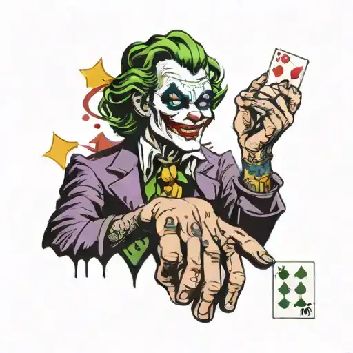 Joker Throwing Dice On Hand Color Tattoo Himiko