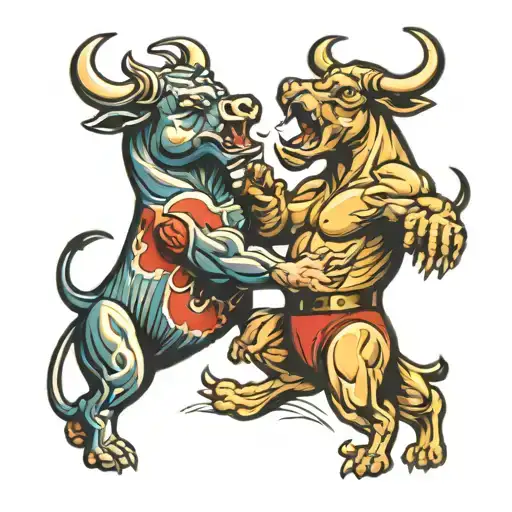 Bull And Bear Fighting Each Other