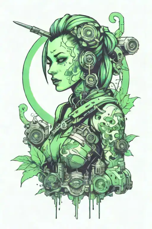 Cyberpunk And Soft Green And City