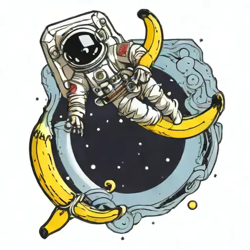Astronaut Flying A Banana Into Space