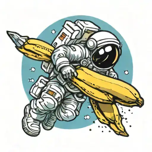 Astronaut Flying A Banana Into Space