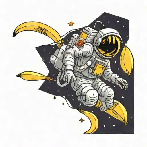 Astronaut Flying A Banana Into Space
