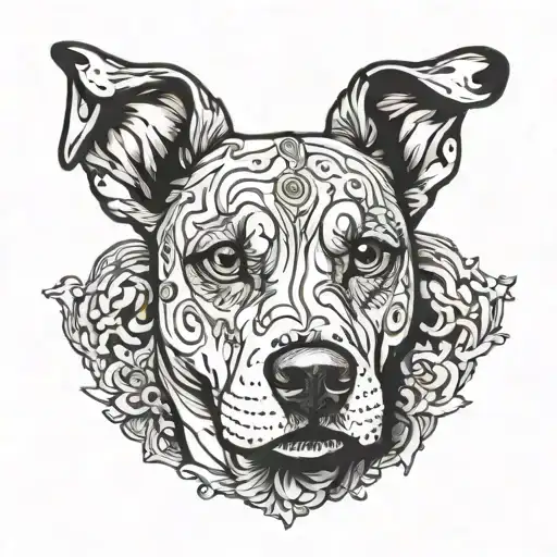 Caertoon Catahoula Dog With Floppy Ears Head Tilted